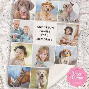 Couverture Sherpa Collage de photos personnalisé pour famille 11 Sim