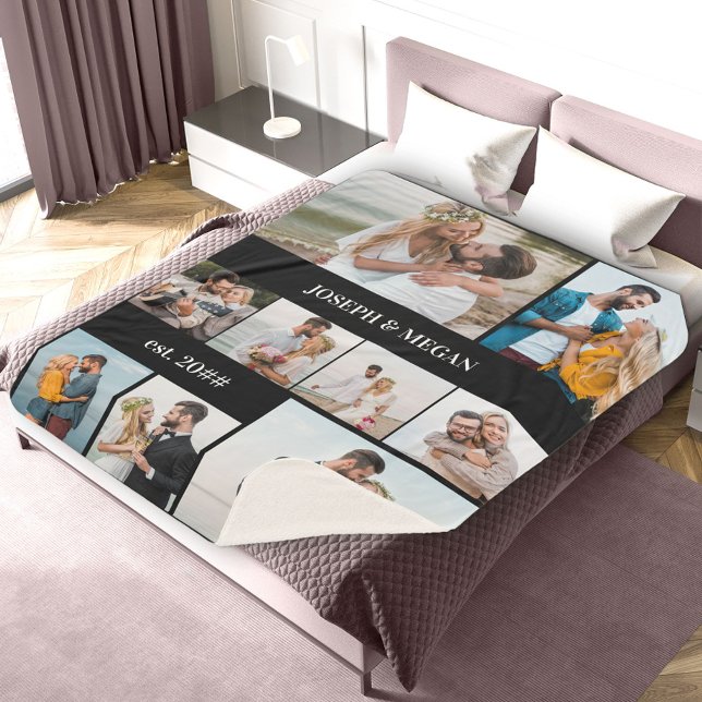 Couverture Sherpa Collage de photos personnalisées 9 photos Chic noi (Créateur téléchargé)