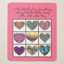 Collage of Painted Hearts (on pink), with Quote