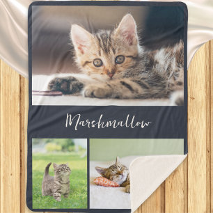 Couverture Sherpa Collage photo de 3 chats de compagnie élégants