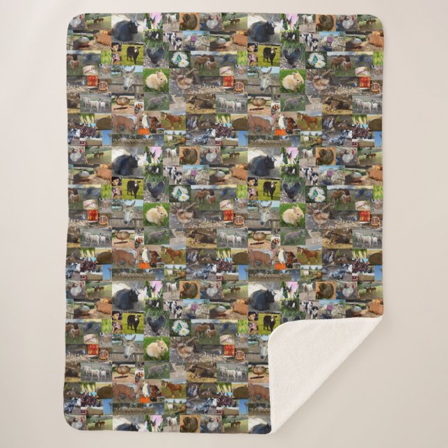 Couverture Sherpa Collage photo de la ferme, (Devant)