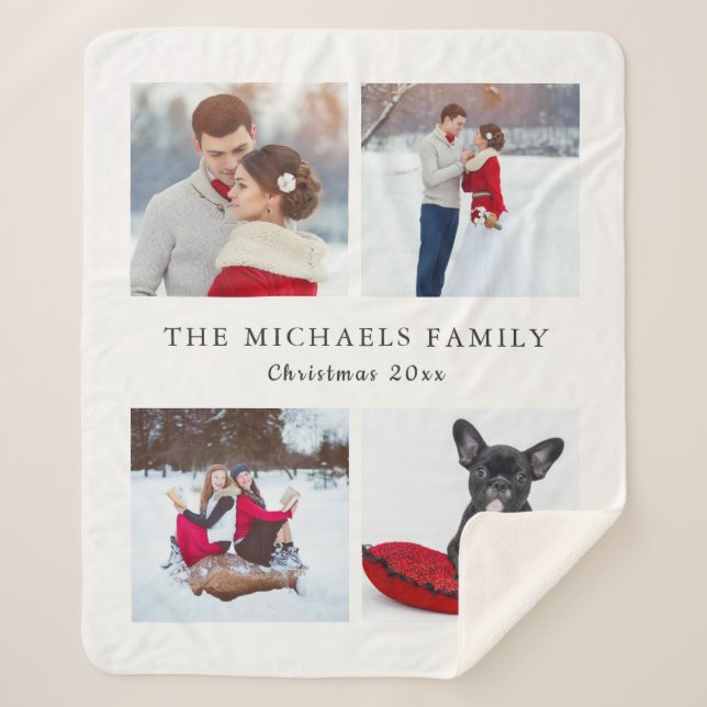 Couverture Sherpa Collage photo de vacances Ajouter le nom Noël Flee (Devant)