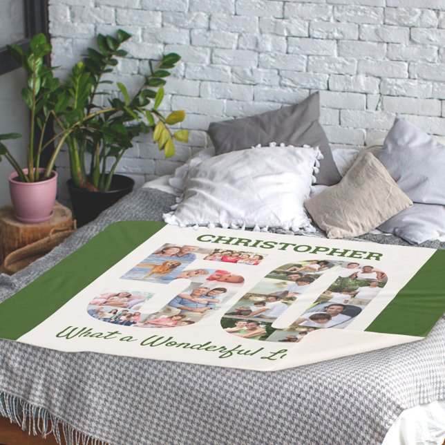 Couverture Sherpa Collage photo en forme 50 pour 50e anniversaire (Créateur téléchargé)