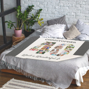 Couverture Sherpa Collage photo en forme de numéro 40 pour 40e anniv