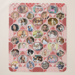 Couverture Sherpa Collage photo famille Easy Red Quilt Look 35 Photo