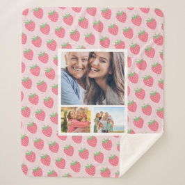 Couverture Sherpa Collage photo fraise