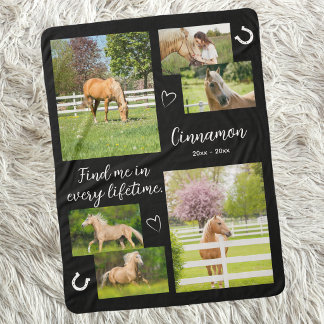 Couverture Sherpa Collage photo mémorial de cheval en souvenir