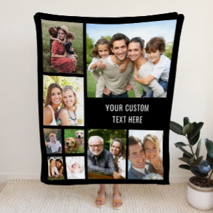 Couverture Sherpa Collage photo personnalisé 9 noir