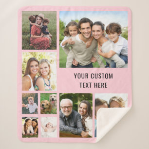 Couverture Sherpa Collage photo personnalisé 9 rose