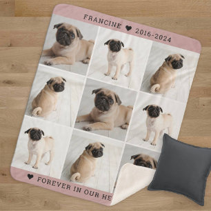 Couverture Sherpa Collage photo souvenir commémoratif de chien rose