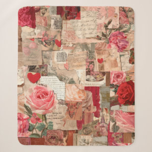 Couverture Sherpa Collage Romantique Vintage Rose (7)