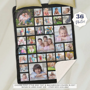 Couverture Sherpa Collection photo familiale moderne Noir personnali