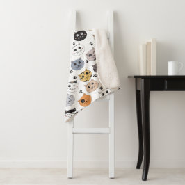 Couverture Sherpa Coloré Cute Funny Chats & Motif Paw