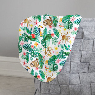 Couverture Sherpa Colorful Tropical Jungle Animaux Motif