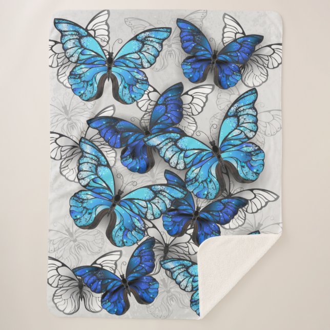 Couverture Sherpa Composition des White and Blue Butterflies (Devant)