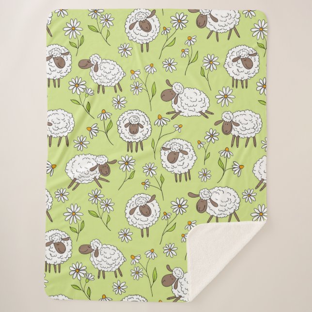 Couverture Sherpa Compter les moutons sur le vert de rosée miel (Devant)