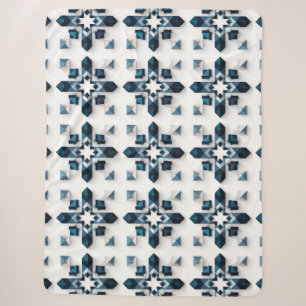 Couverture Sherpa Conception Abstraite Géométrique en Bleu et Blanc
