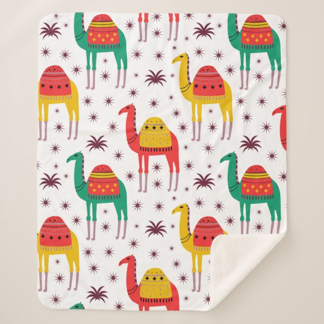 Couverture Sherpa Conception de couleur à plat motif Camel (Devant)