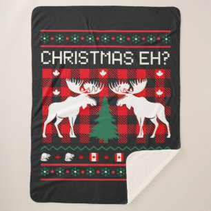 Couverture Sherpa Conception de vêtements de Noël moches canadiens
