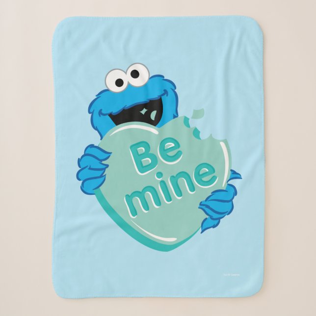 Couverture Sherpa Cookie Monster "Be Mine" Candy Saint-Valentin (Devant)