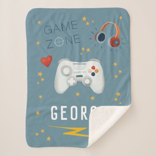 Couverture Sherpa Cool et Fun Boys Blue Gaming Kids (Devant)