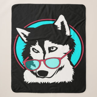 Couverture Sherpa Cool Husky Alaskan portant des lunettes Amateurs