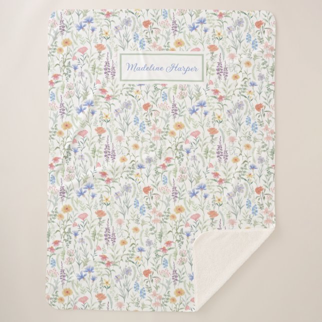Couverture Sherpa Coquette Wildflower Meadow Personalised  (Devant)