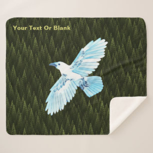 Couverture Sherpa Corbeau blanc sur conifères fragiles
