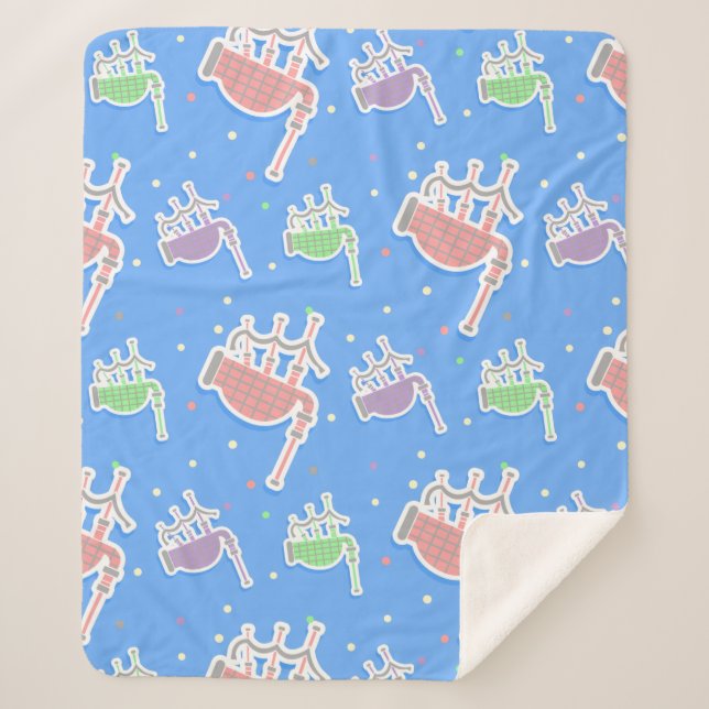 Couverture Sherpa cornemuses rose pastel (Devant)