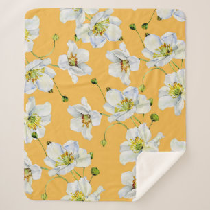 Couverture Sherpa Cosmos, aquarelle, transparent, motif floral.