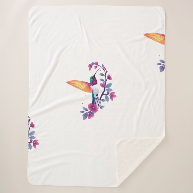 Couverture Sherpa Cosy Cosy Hummingbird et Floral (Devant)