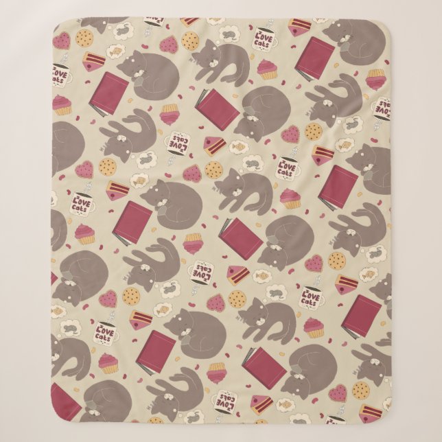 Couverture Sherpa Cosy Cute Amoureux de les chats Collage Motif (Devant)