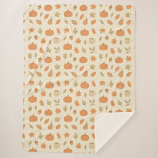 Couverture Sherpa Cosy épice Citrouille Automne Motif sans couture