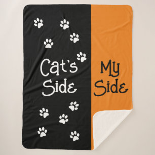 Couverture Sherpa Côté chat, Mon côté Orange Bed Bed Topper