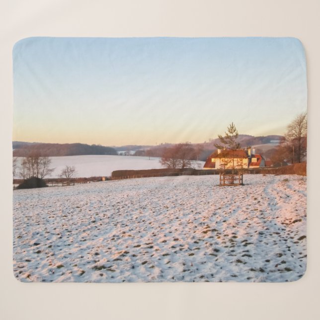 Couverture Sherpa Coucher de soleil d'hiver anglais - Personnalisé (Devant (Horizontal))