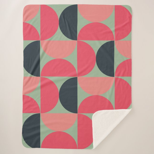 Couverture Sherpa Coucher de soleil moderne du milieu du siècle (Devant)