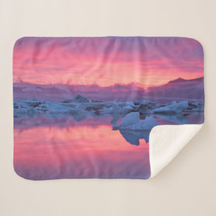 Couverture Sherpa Coucher de soleil sur le lagon du glacier Jokulsar