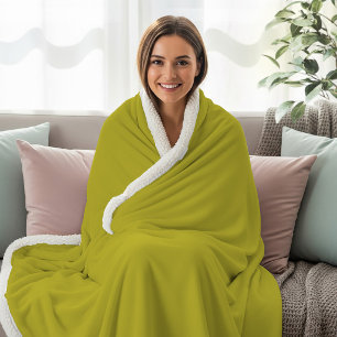 Couverture Sherpa Couleur Chartreuse Vert Jaunâtre Uni Minimaliste