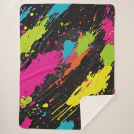Couverture Sherpa Couleurs néon Retro Paint Splatter
