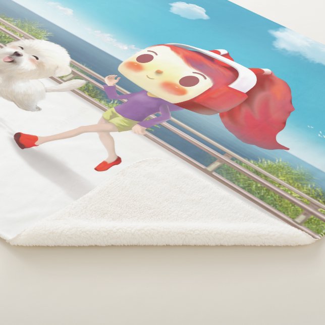 Couverture Sherpa Courir avec un chien au bord de la mer (3/4)