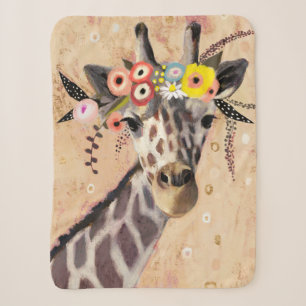 Couverture Sherpa Couronne de la girafe de Klimt des fleurs