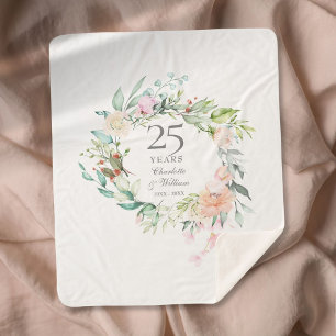 Couverture Sherpa Couronne florale pour les 25 ans de mariage