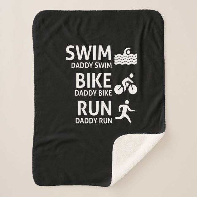 Couverture Sherpa Course de vélo de natation papa - Drôle Triathlon  (Devant)