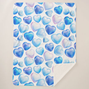 Couverture Sherpa « Couverture Sherpa à cœur en aquarelle bleue »