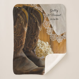 Couverture Sherpa Cowboy Boots Lace Pays Barre Mariage Keepsaké