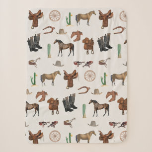 Couverture Sherpa Cowboy Cowgirl Western Rodeo Pays Motif