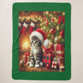 Couverture Sherpa Cozy Christmas Kitten large Sherpa Blanket