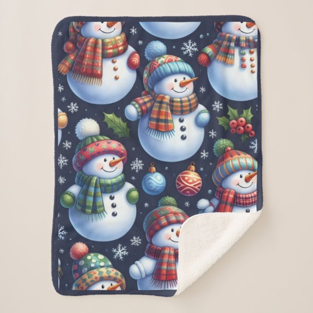 Couverture Sherpa Cozy Festive Snowman (Devant)