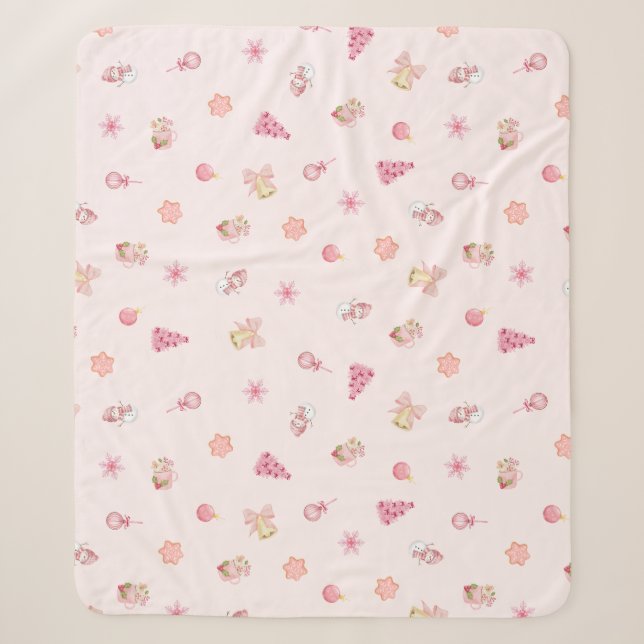 Couverture Sherpa Cozy Pink Christmas Pattern (Devant)