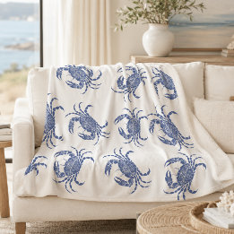 Couverture Sherpa Crabe Bleu Mandala Côté Mer | Nautilus